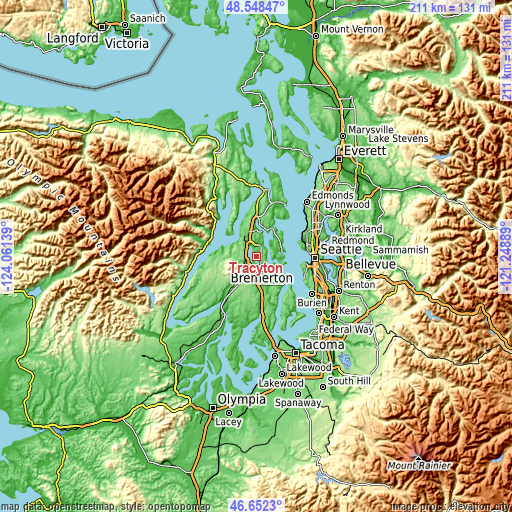 Topographic map of Tracyton