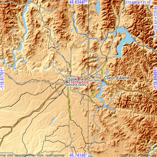 Topographic map of Trentwood