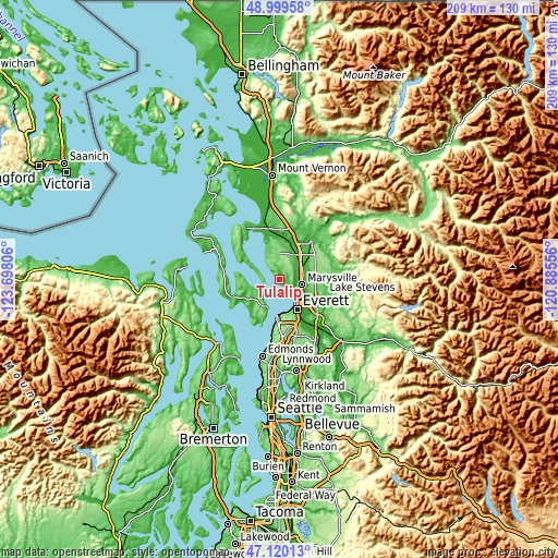 Topographic map of Tulalip