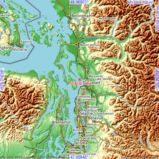 Topographic map of Tulalip Bay