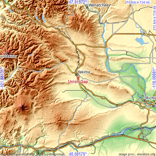 Topographic map of Union Gap