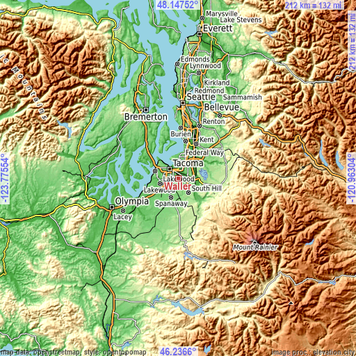 Topographic map of Waller