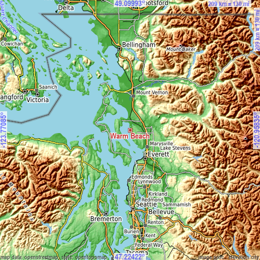 Topographic map of Warm Beach