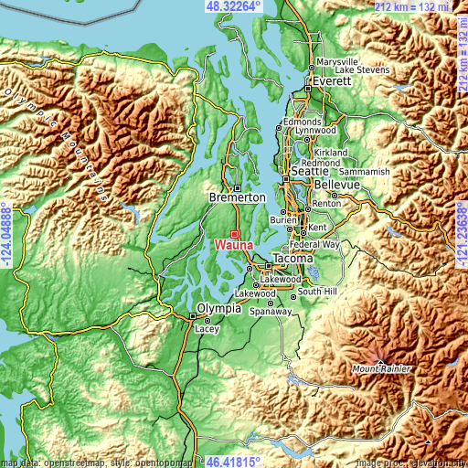 Topographic map of Wauna