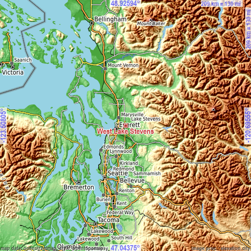 Topographic map of West Lake Stevens