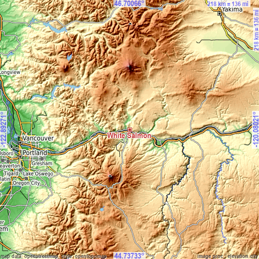 Topographic map of White Salmon