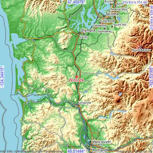 Topographic map of Winlock