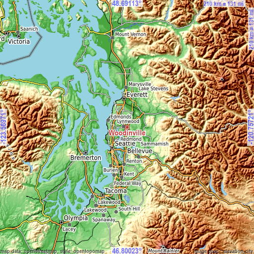 Topographic map of Woodinville