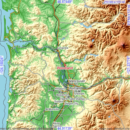 Topographic map of Woodland