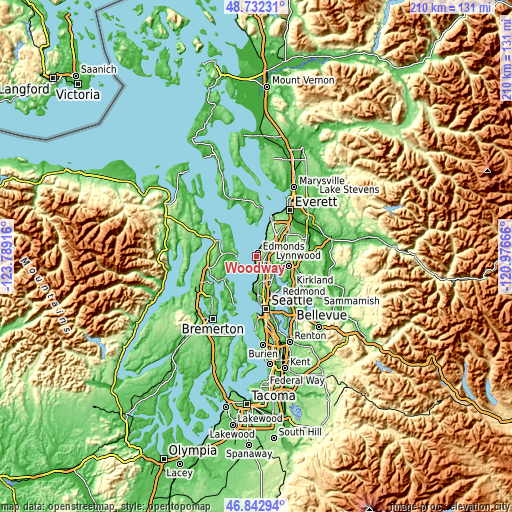 Topographic map of Woodway