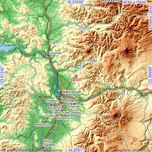 Topographic map of Yacolt