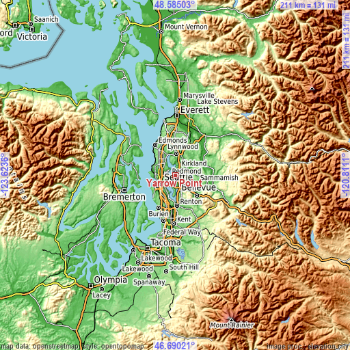 Topographic map of Yarrow Point
