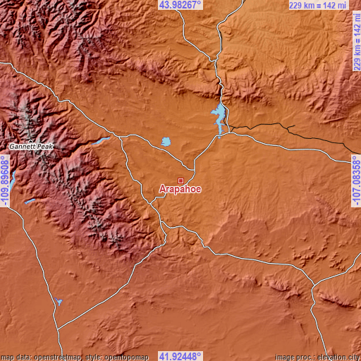 Topographic map of Arapahoe