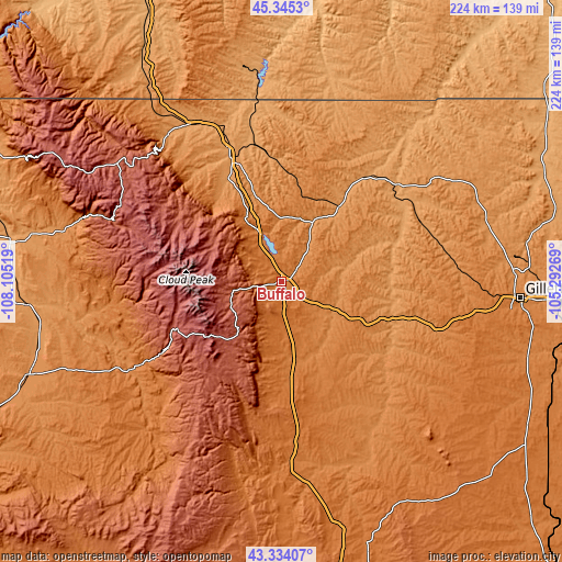 Topographic map of Buffalo