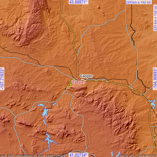 Topographic map of Casper