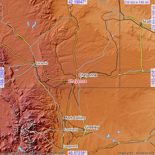 Topographic map of Cheyenne