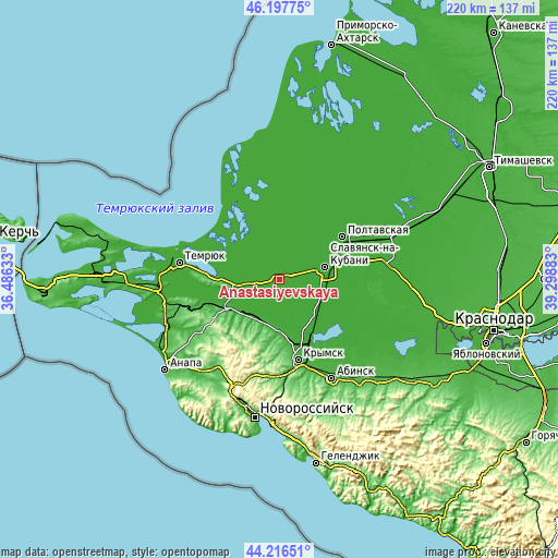 Topographic map of Anastasiyevskaya