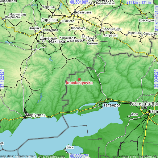 Topographic map of Anastasiyevka