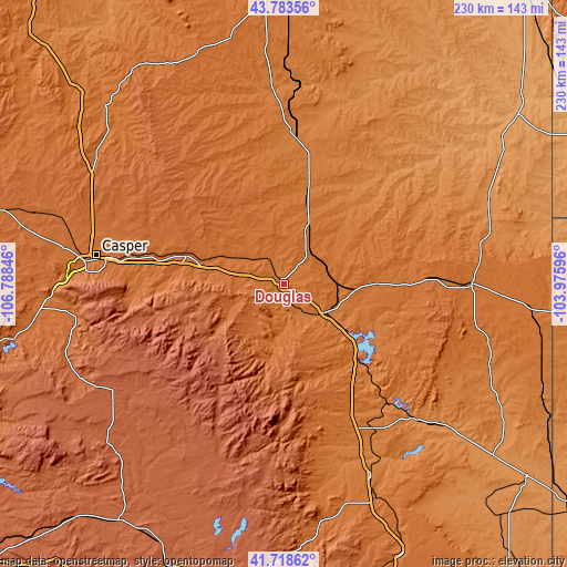 Topographic map of Douglas