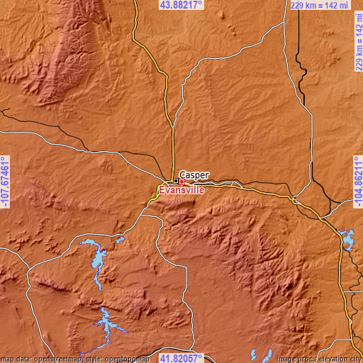 Topographic map of Evansville