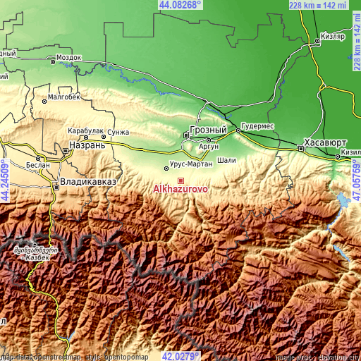 Topographic map of Alkhazurovo