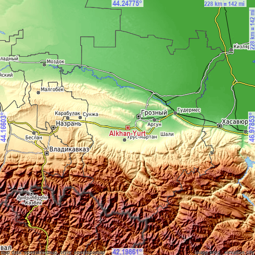 Topographic map of Alkhan-Yurt