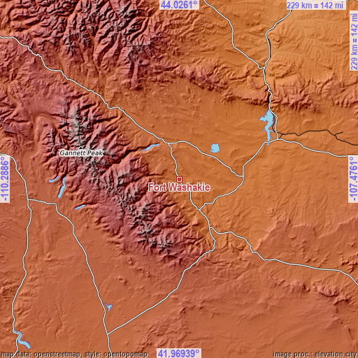 Topographic map of Fort Washakie