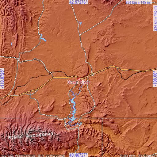 Topographic map of Green River