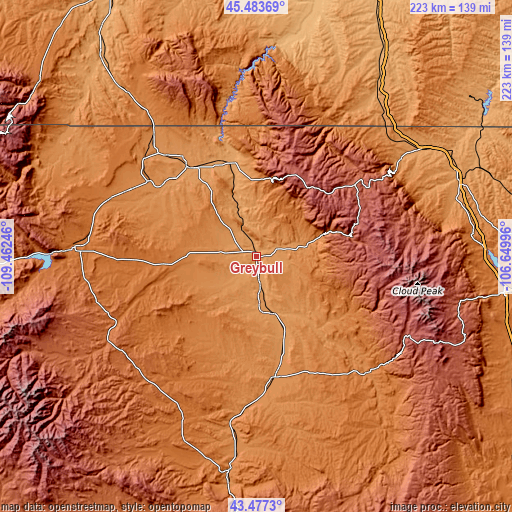 Topographic map of Greybull