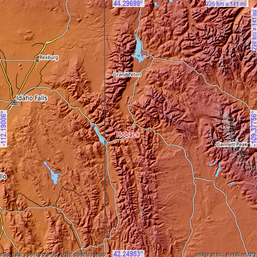 Topographic map of Hoback