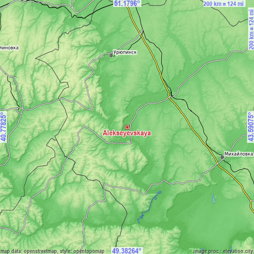 Topographic map of Alekseyevskaya