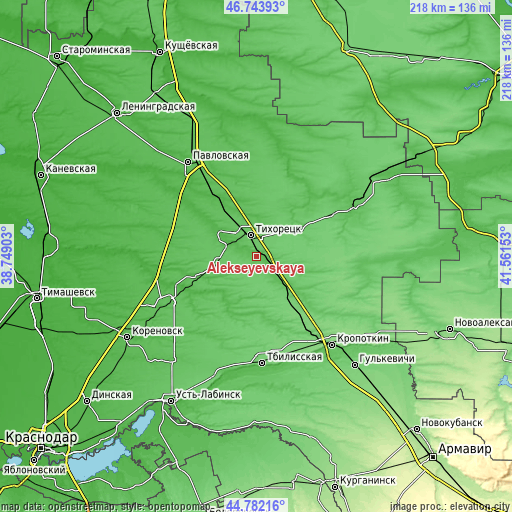 Topographic map of Alekseyevskaya