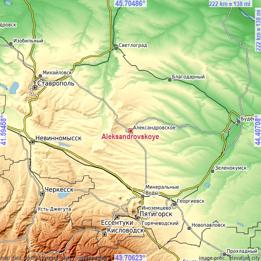 Topographic map of Aleksandrovskoye