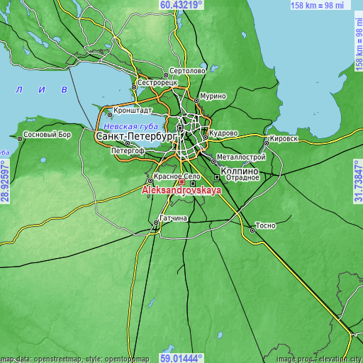 Topographic map of Aleksandrovskaya