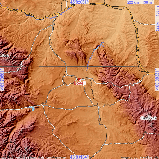 Topographic map of Lovell