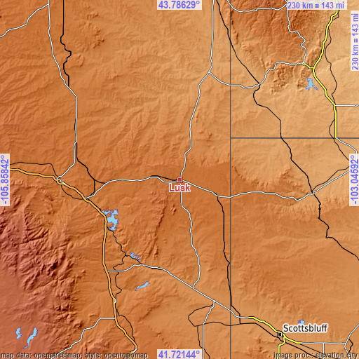 Topographic map of Lusk