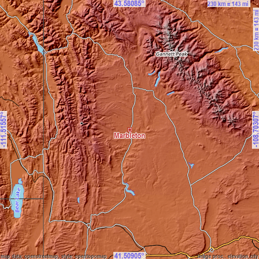 Topographic map of Marbleton