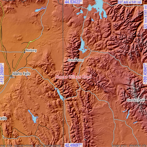 Topographic map of Moose Wilson Road