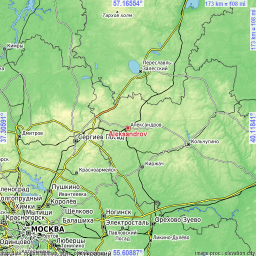 Topographic map of Aleksandrov