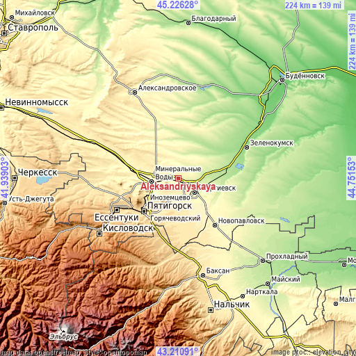 Topographic map of Aleksandriyskaya