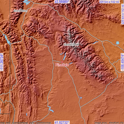 Topographic map of Pinedale