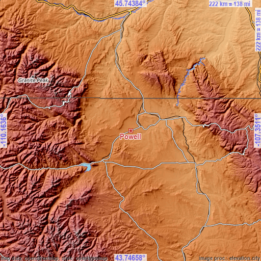 Topographic map of Powell