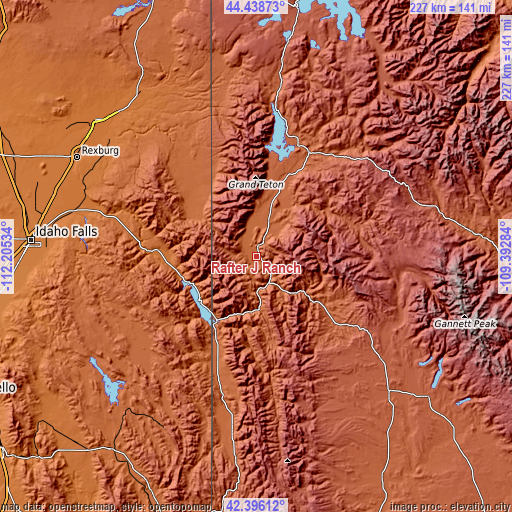 Topographic map of Rafter J Ranch