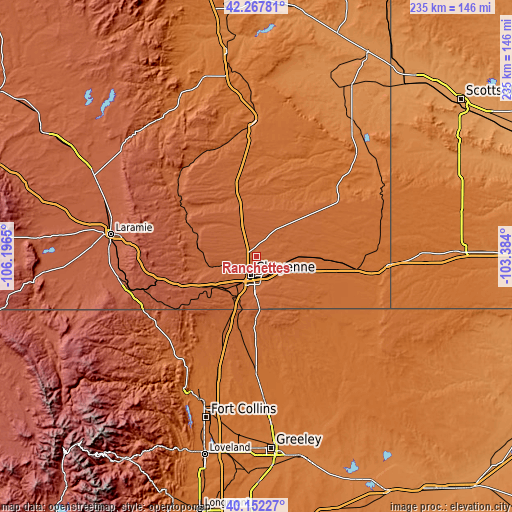 Topographic map of Ranchettes