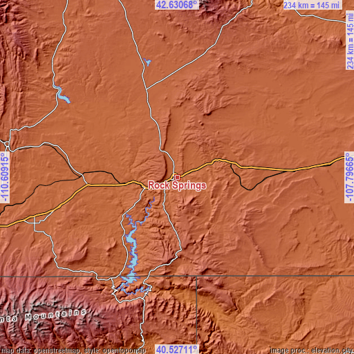 Topographic map of Rock Springs