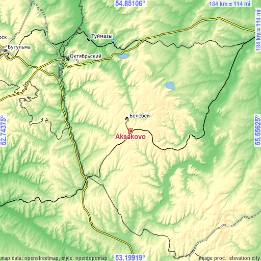 Topographic map of Aksakovo