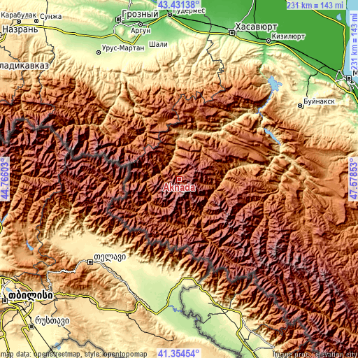 Topographic map of Aknada