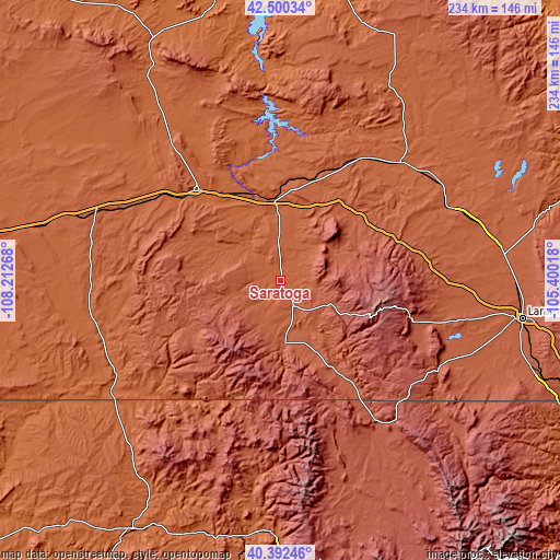 Topographic map of Saratoga