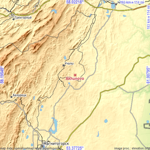 Topographic map of Akhunovo