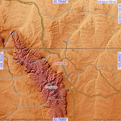 Topographic map of Sheridan